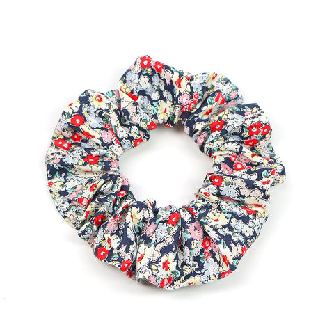 PETIT FLOWER cotton scrunchie, NAVY BLUSH