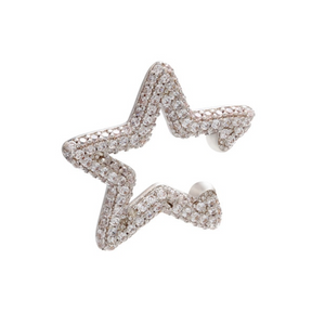 CHUNKY STAR EARCUFF i sølv og hvite krystaller