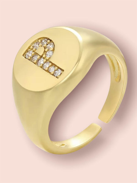 INITIAL LETTER SIGNET AJUSTABLE RING, P