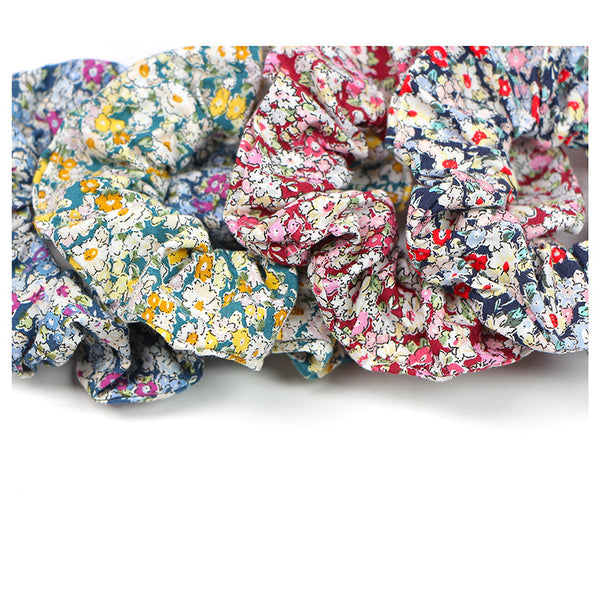 PETIT FLOWER cotton scrunchie, YELLOW TEAL