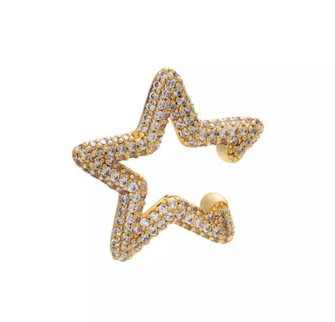 CHUNKY STAR EARCUFF i gull og hvite krystaller