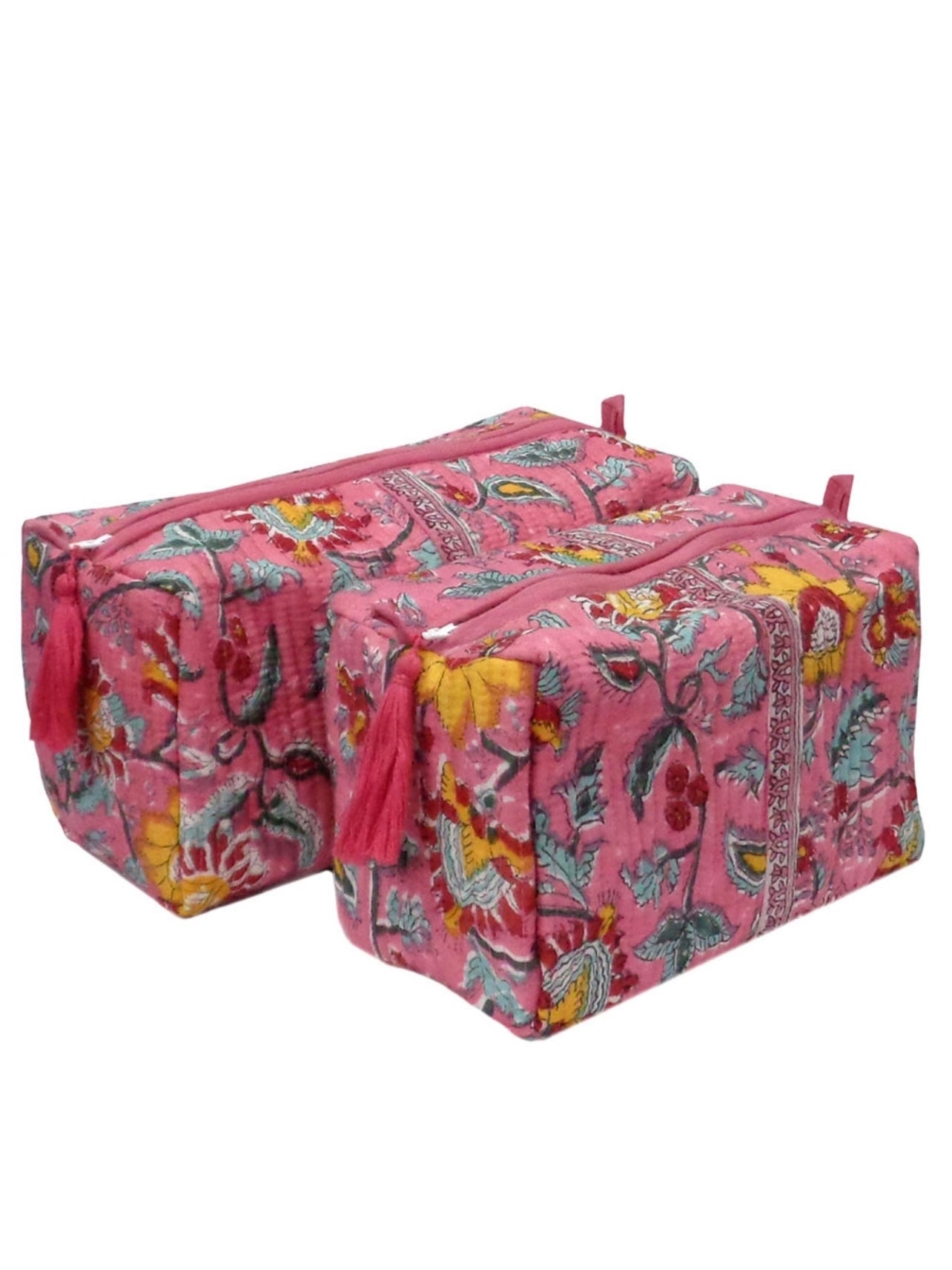 SMALL QUILTED COSMETIC BAG, Phuljhari Pink Gud