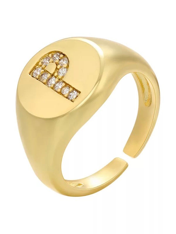 INITIAL LETTER SIGNET AJUSTABLE RING, P