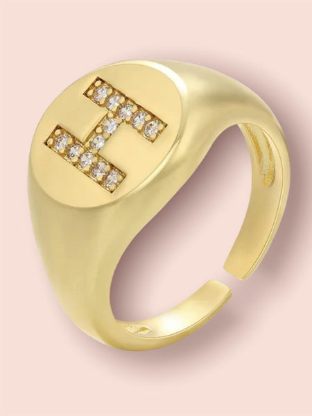 INITIAL LETTER SIGNET AJUSTABLE RING, H