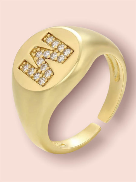 INITIAL LETTER SIGNET AJUSTABLE RING, W
