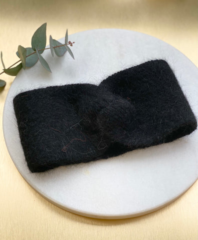 ANGORA MIX TWISTED pannebånd i BLACK