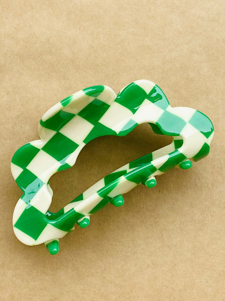 CLOUDY CHESS HAIRCLAW I GREEN