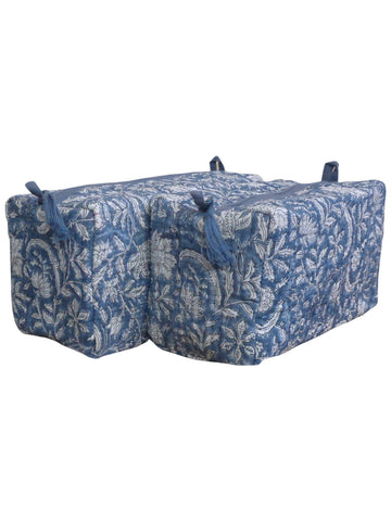 SMALL QUILTED COSMETIC BAG, WILD FLOWER DARK GREY