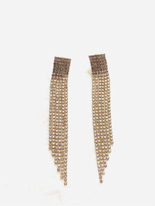 LONG STRASS øredobber I WHITE & GOLD