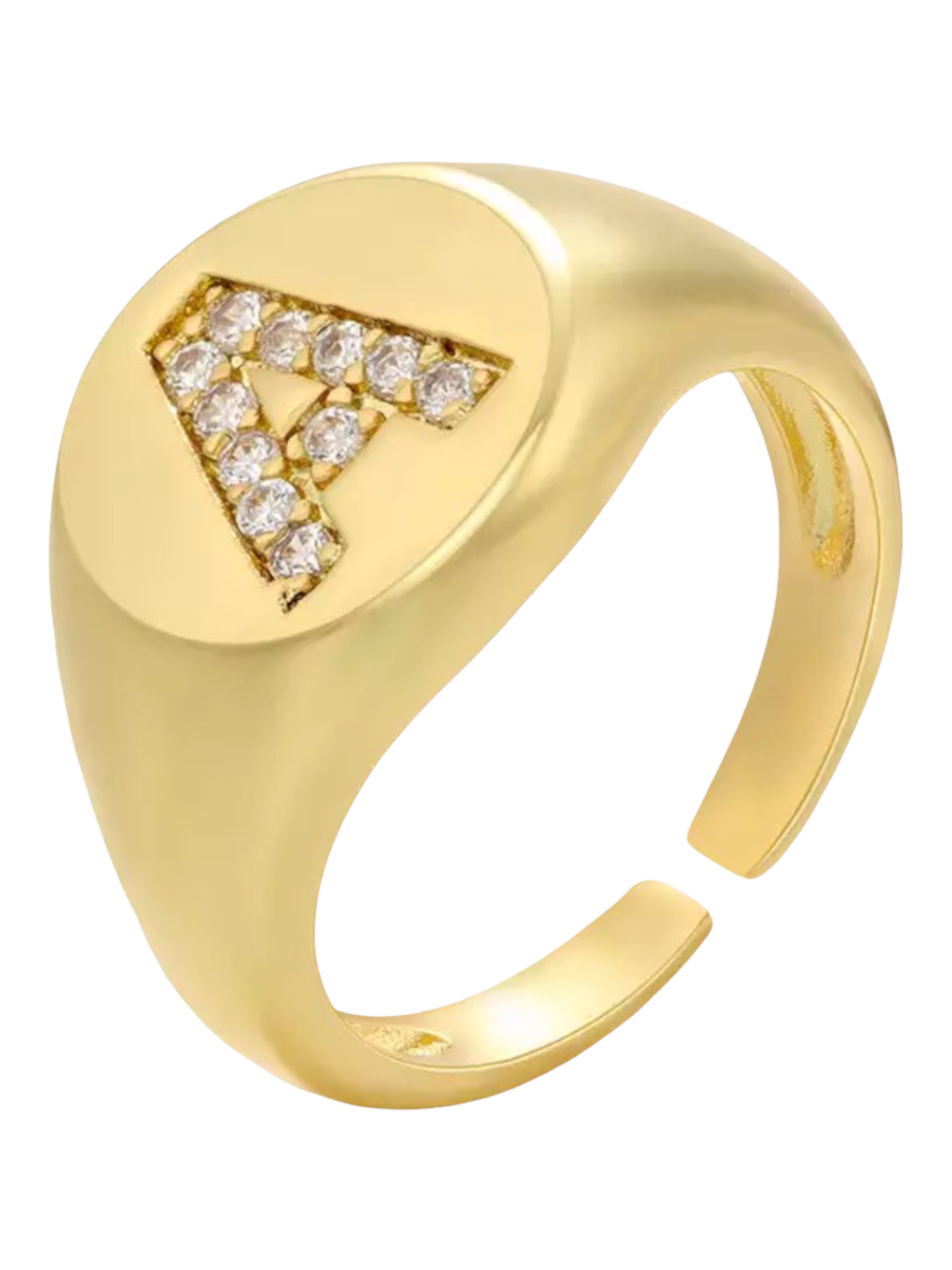 INITIAL LETTER SIGNET AJUSTABLE RING, A