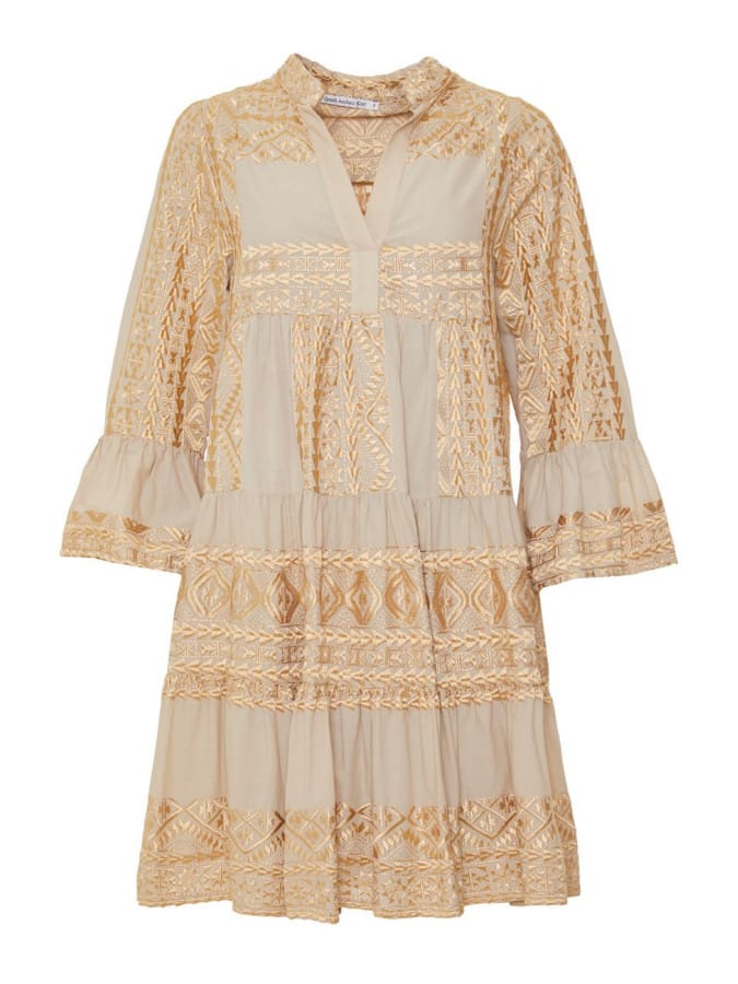 SHORT EMBROIDERY DRESS I SAND / GOLD