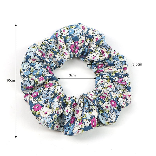 PETIT FLOWER cotton scrunchie, YELLOW TEAL