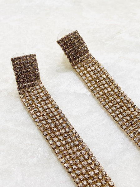 LONG STRASS øredobber I WHITE & GOLD