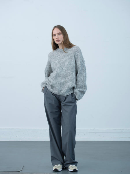 Magalie LGT GREY MELANGE oversized strikke genser