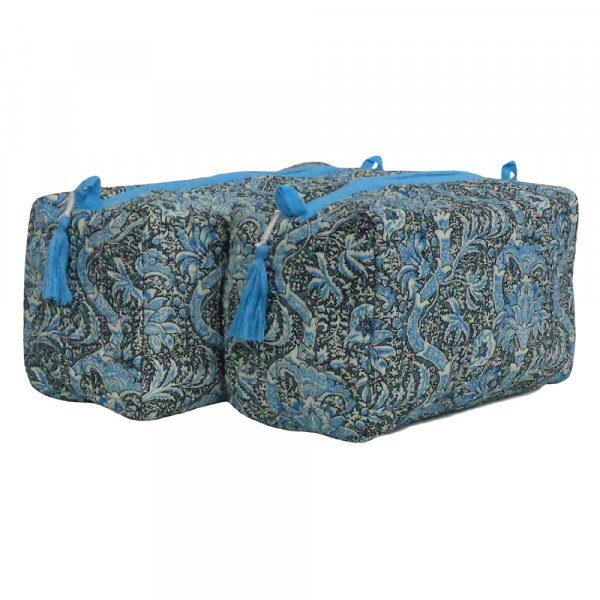 QUILTED TOALETT MAPPE i bomull, BIG i PAISLEY TEAL